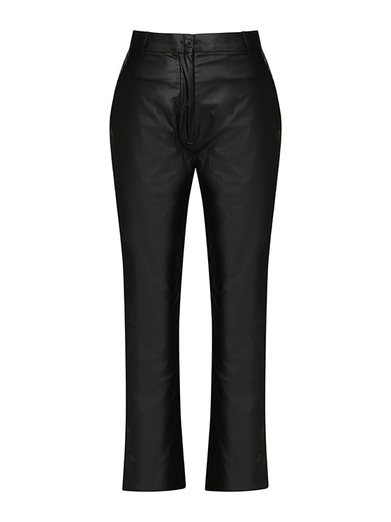 Matte black vegan leather trousers