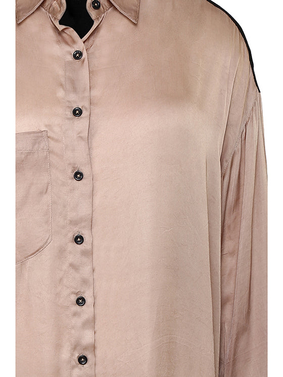 Two-tone elongated shirt