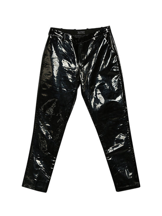 Black vegan leather trousers