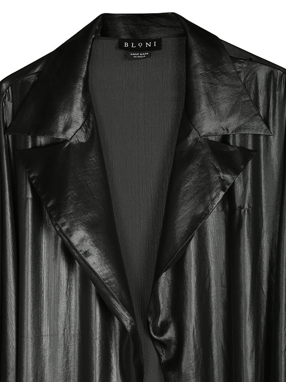 Leather-satin light overcoat