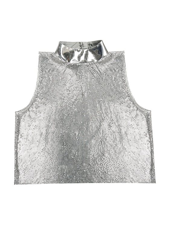 Chainmail t-shirt with metallic collar