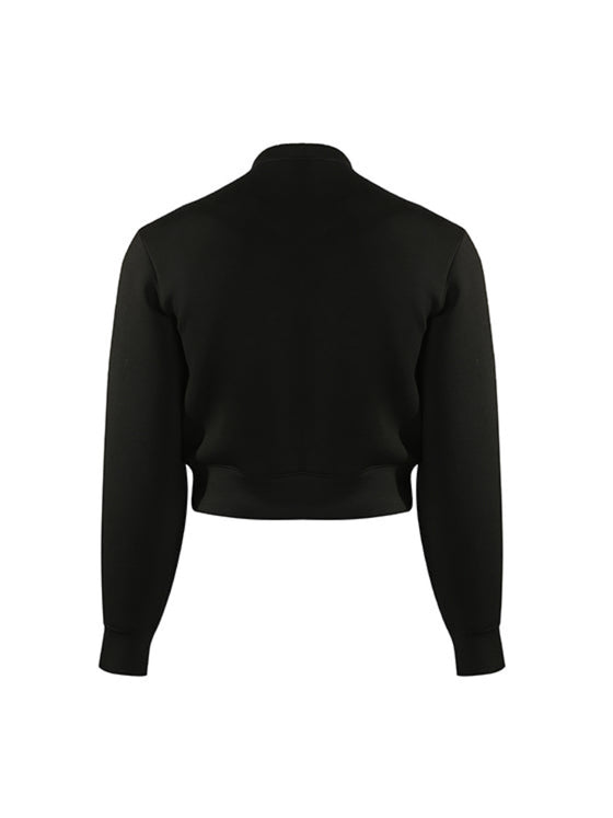 Cropped black econyl sweatshirt